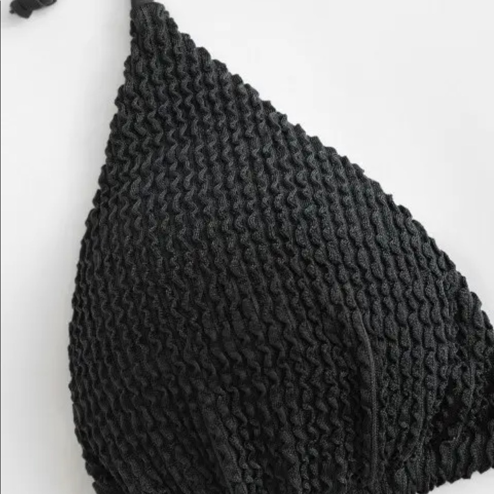 Zaful Black Textured Triangle Bikini - Picture 6 of 7
